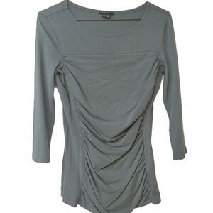 Theory Gray Ruched 3/4 Length Sleeve Pullover Women's Top Size SP
